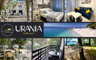 Otkrijte čari bezbrižnog odmora u Family Resortu Urania – uživajte u kristalno čistom moru, mediteranskoj prirodi i spokojnom ambijentu idealnom za savršen bijeg od svakodnevice!