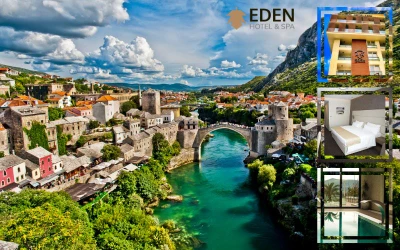 Posjetite Hotel Eden & Spa 4*, te uživajte u potpunoj privatnosti i ugodnom ambijentu unikatnog Wellness & Spa odmora u toplom Mostaru!